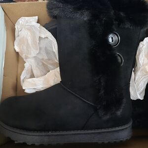 SO Black Winter Rain Boots Plush Lining